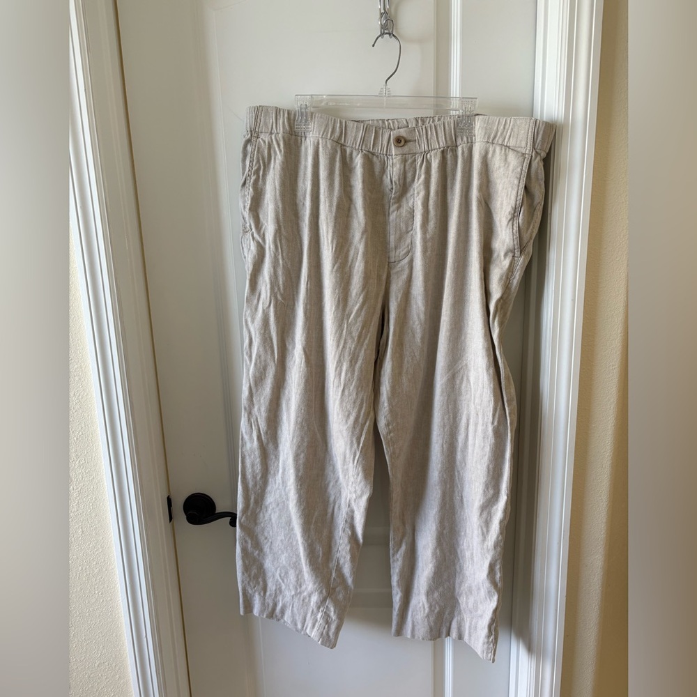 Tommy Bahama Linen Blend Pants 2XLB 2TGG Beige Tan Stretch Marlin Print Lining